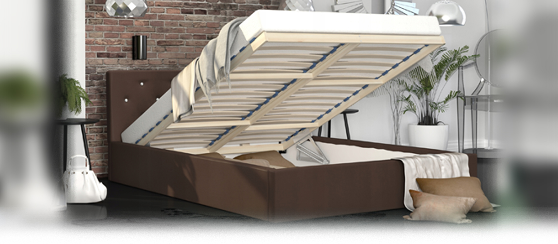 Luxusná manželská posteľ CRYSTAL hnedá 180x200 s dreveným roštom
