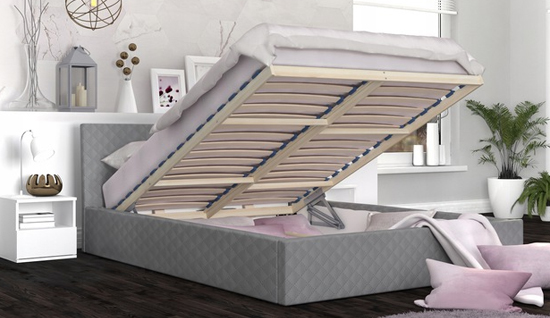 Luxusná manželská posteľ VEGAS 1 šedá 160x200 z eko kože s dreveným roštom