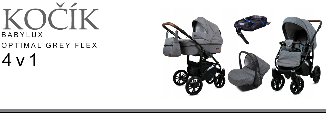 Kočárek 4v1 BabyLux Optimal Grey Flex