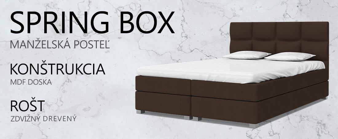 Luxusná posteľ SPRING BOX 160x200 s dreveným zdvižným roštom HNEDÁ