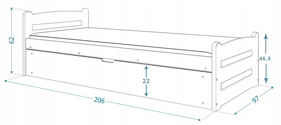 Posteľ DAVID 90x200 BOROVICA