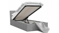 Luxusná posteľ VEGAS sivá 90x200 z eko kože s kovovým roštom