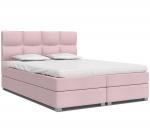 Luxusná posteľ SPRING BOX 140x200 s dreveným zdvižným roštom RUŽOVÁ