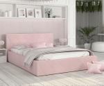 Luxusní postel CARO 140x200 s kovovým zdvižným roštem RŮŽOVÁ