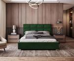 Čalúnená posteľ APOLLO 160x200 Tmavo zelená Trinity s úložným priestorom kovový rošt